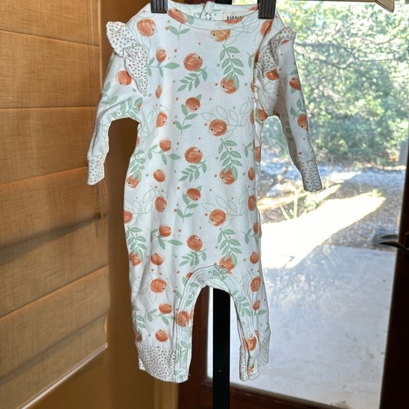 Rabbit + Bear Oranges One Piece Outfit 0-3 Mths Organic Cotton - Picture 1 of 8